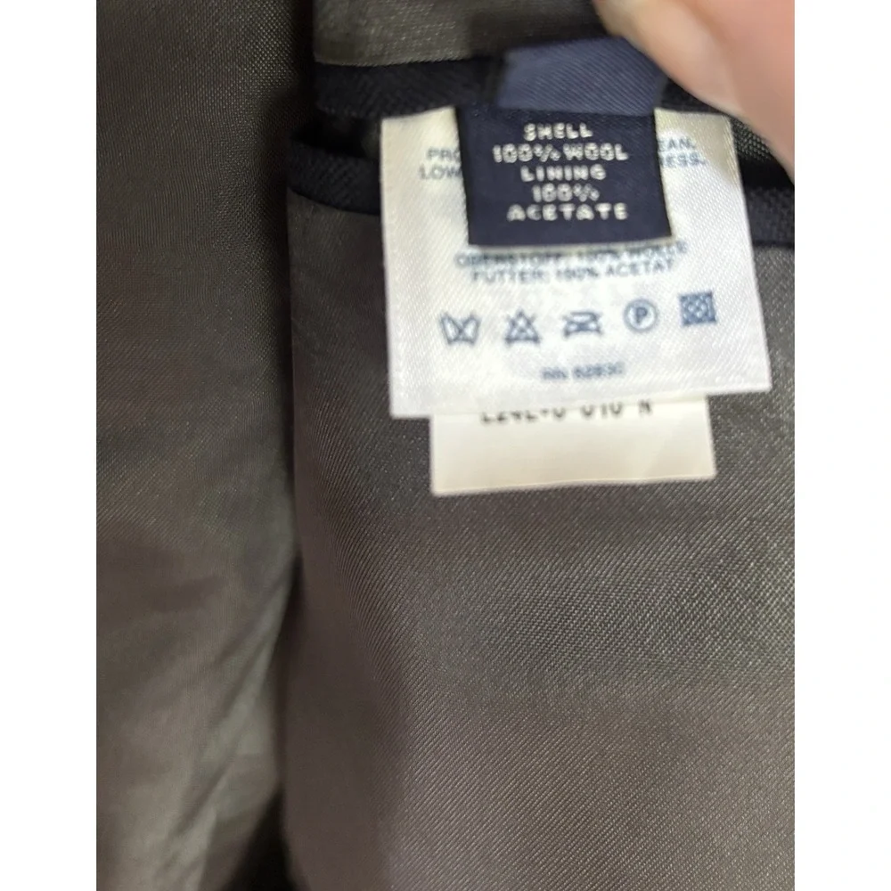 Lands' End 40R Gold Button‎ 100% Wool Blazer Sport Coat Jacket Navy Blue Preppy